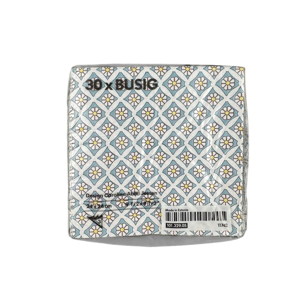 Limited Edition Retired IKEA Busig Paper Cocktail Napkins Lattice & Daisies 2008